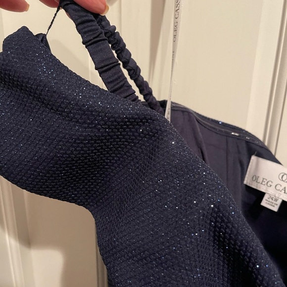 Oleg Cassini Navy Off-Shoulder Maxi Dress 24W - Picture 6 of 7